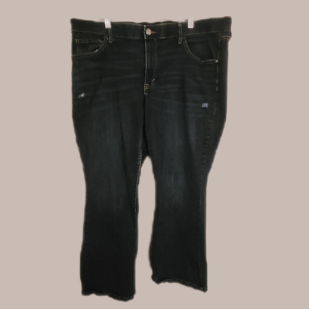 Evri Dark Wash Mildly Distressed Plus Size 20 Bootcut Jeans